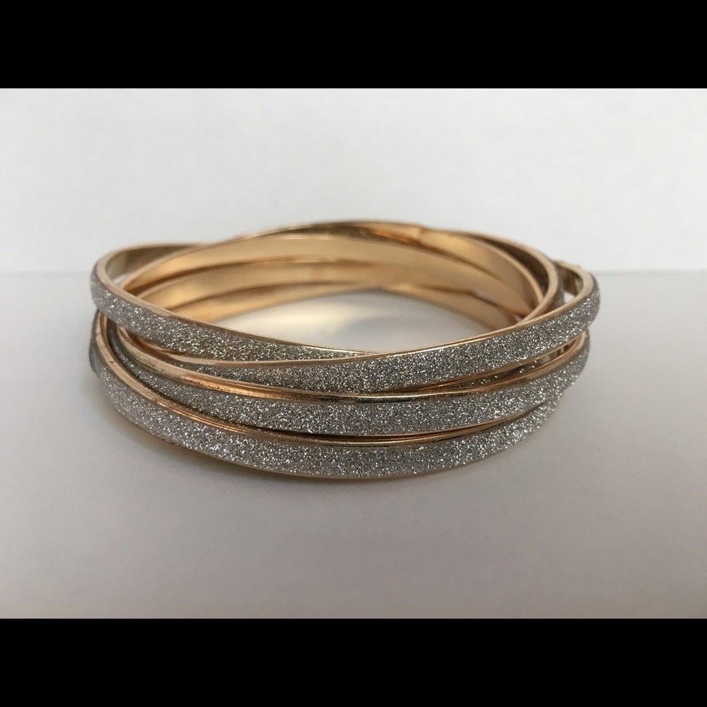 Glitter Design Interlocking Bangle Bracelet